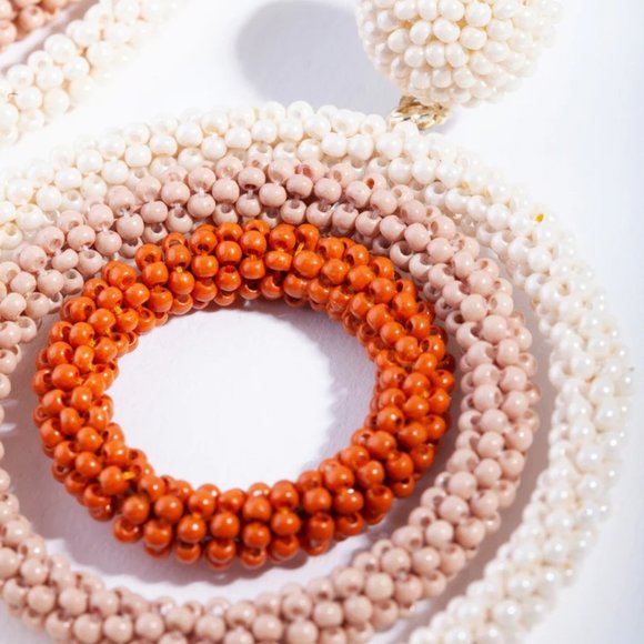 LOVISA Boho Chic Neutral Beaded Triple Circle Dangle Earrings**NEW! - Picture 2 of 3